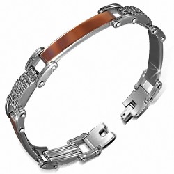 Bracelet pour hommes en acier bicolore géométrique