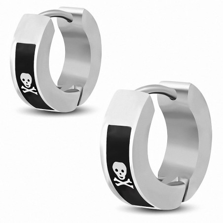 Boucles d'oreilles hommes en acier avec skull de pirate