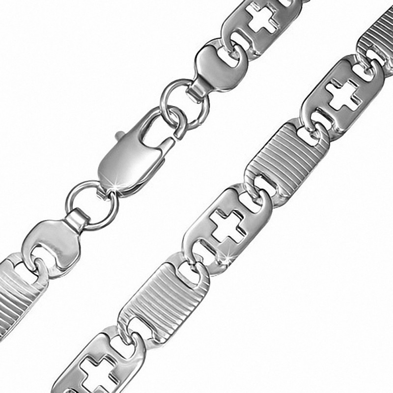 Chaine homme en acier maille fantaisie croix 61 cm x 8 mm