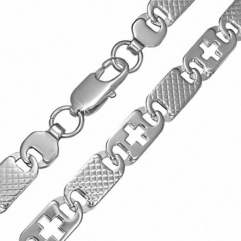 Chaine pour hommes en acier maille fantaisie croix 61 cm x 8 mm