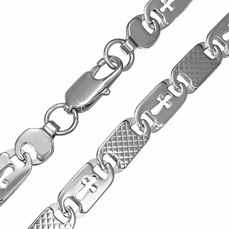 Chaine pour hommes en acier maille fantaisie croix 62 cm x 8 mm