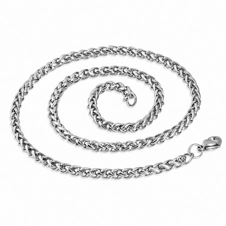 Chaine homme en acier maille corde 56 cm x 4 mm