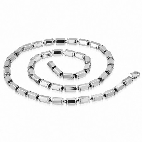 Chaine homme en acier maille fantaisie cylindre 60 cm x 6 mm