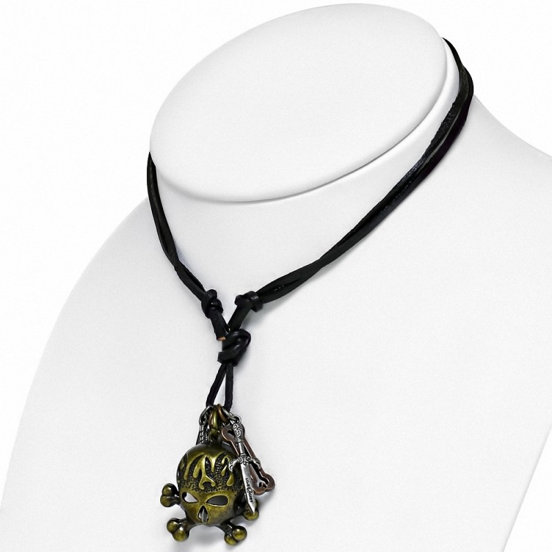 Collier Homme Avec Pendentif Crâne En Alliage Argenté - Neuf Avec étiquettes