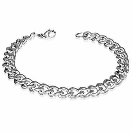 Bracelet pour hommes en acier argenté maille cubaine de 8 mm