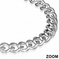 Bracelet pour hommes en acier argenté maille cubaine de 8 mm