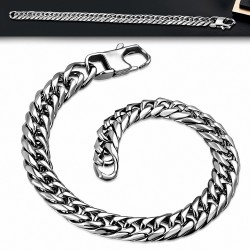 Bracelet pour hommes en acier argenté maille franco de 9 mm