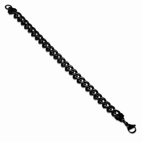 Bracelet pour hommes en acier noir maille cubaine de 9 mm