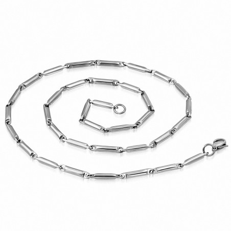 Chaine homme en acier maille fantaisie tubes 55 cm x 3 mm