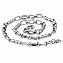 Chaine hommes en acier maille fantaisie tubes 54 cm x 8 mm