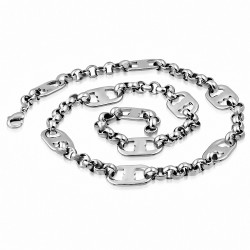 Chaine pour hommes en acier maille jaseron 55 cm x 13 mm