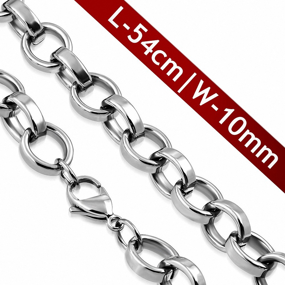 Chaine pour hommes en acier maille jaseron 54 cm x 10 mm