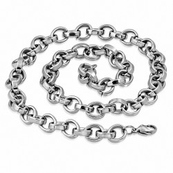 Chaine pour hommes en acier maille jaseron 54 cm x 10 mm