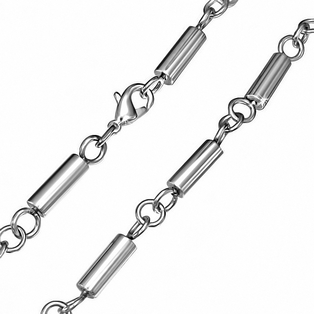 Chaine homme en acier maille fantaisie tubes 57 cm x 5 mm