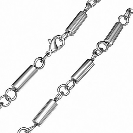 Chaine homme en acier maille fantaisie tubes 57 cm x 5 mm