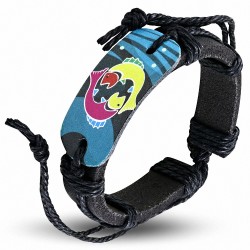 Bracelet homme en cuir noir Zodiaque Poissons