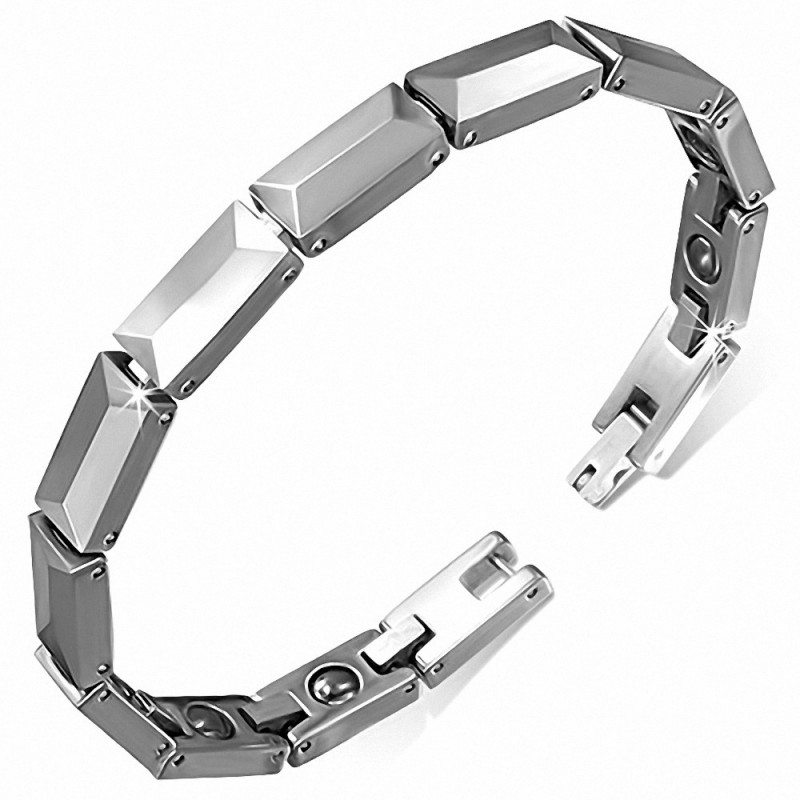 Bracelet homme en Tungstène magnétique maille panthère