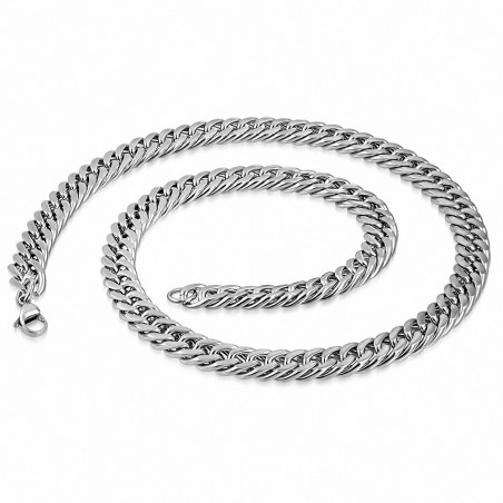 Chaine homme en acier avec maille gourmette 58 cm x 12 mm