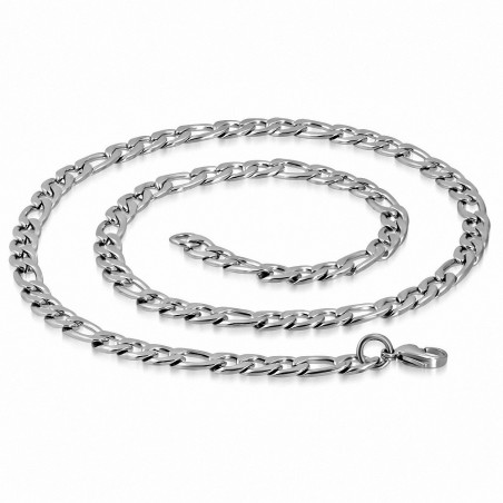 Chaine homme en acier maille figaro 59 cm x 7 mm