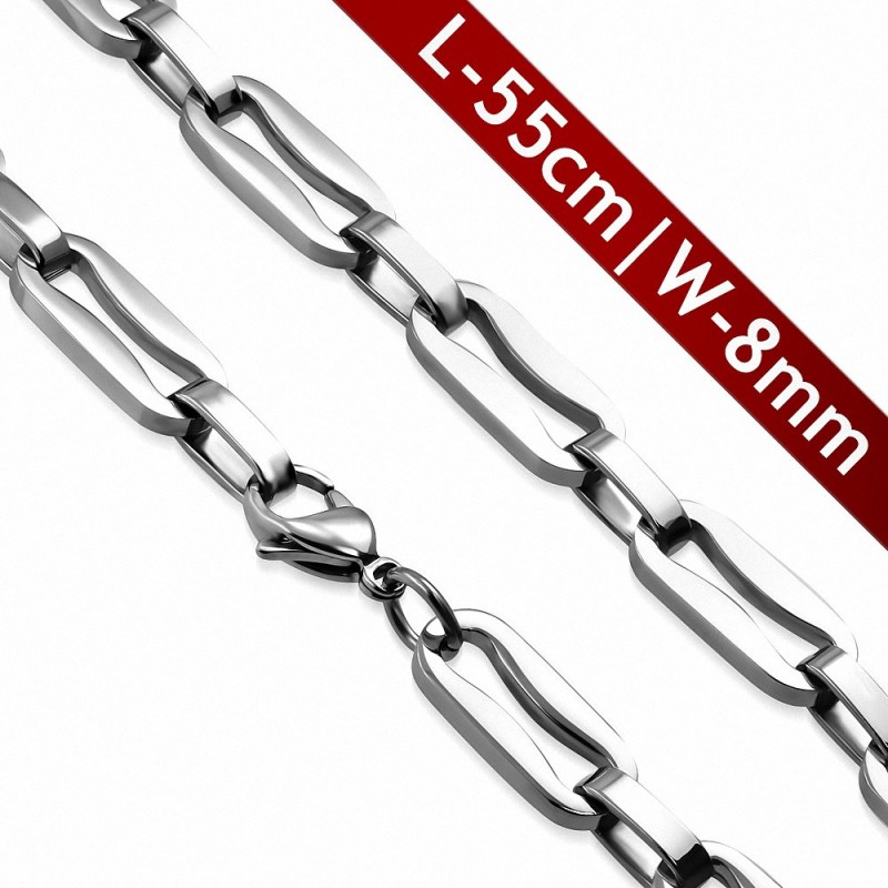 Chaine hommes acier maille géométrique fantaisie 55 cm x 8 mm Chaine hommes acier maille géométrique fantaisie 55 cm x 8 mm