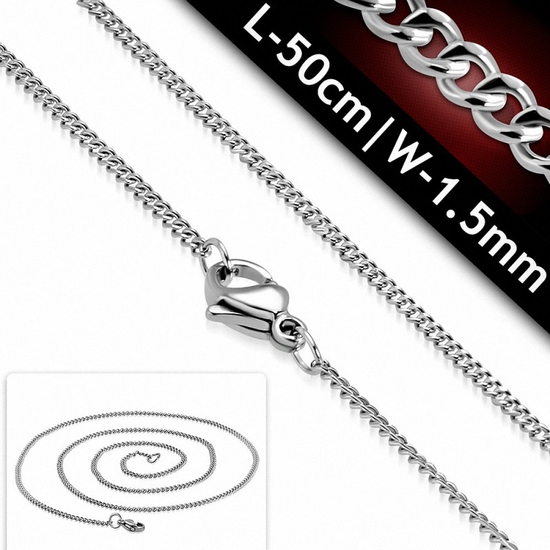 Chaine homme en acier maille gourmette 43 cm x 1 Chaine homme en acier maille gourmette 43 cm x 1