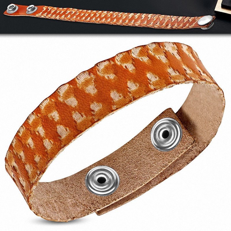 Bracelet homme cuir orange et sable