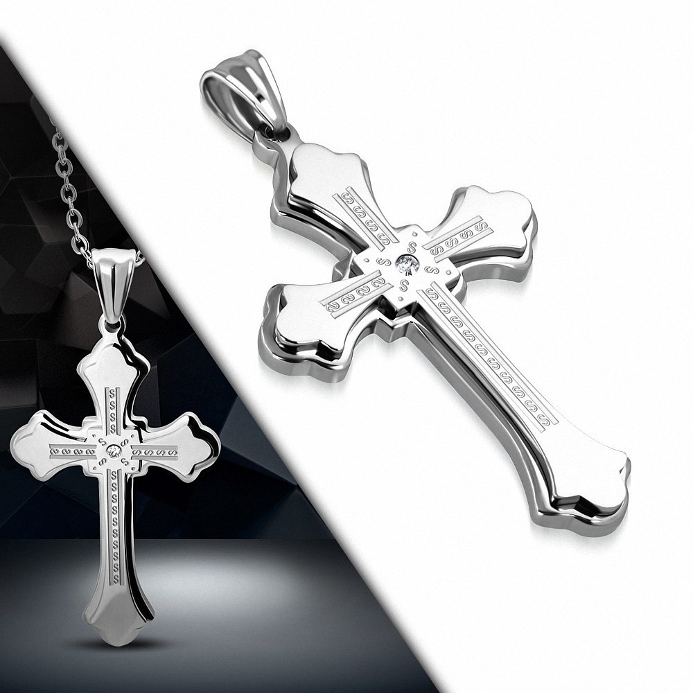 Pendentif homme double croix médiévale