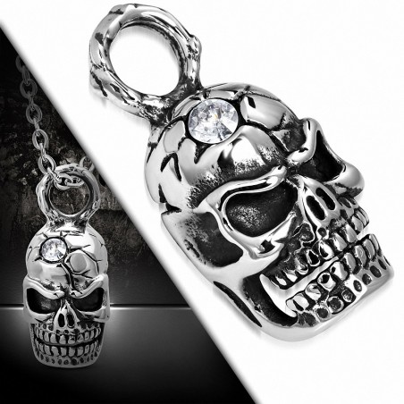 Pendentif homme biker crâne fantôme Clear