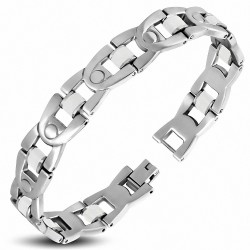 Bracelet homme maille H arrondie caoutchouc blanc