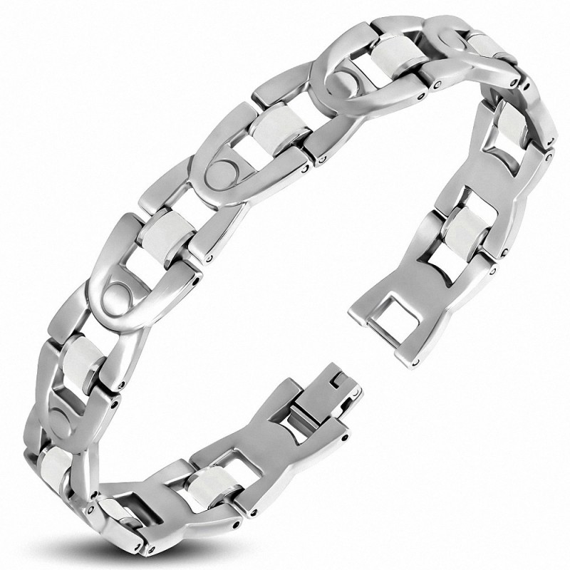 Bracelet homme maille H arrondie caoutchouc blanc Bracelet homme maille H arrondie caoutchouc blanc