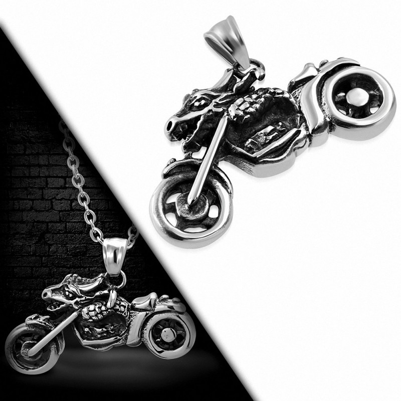 Pendentif homme biker moto dragon Pendentif homme biker moto dragon