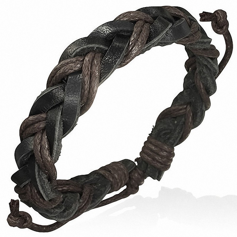 Bracelet homme tressé cuir noir corde chocolat Bracelet homme tressé cuir noir corde chocolat