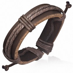 Bracelet homme cuir et corde marron
