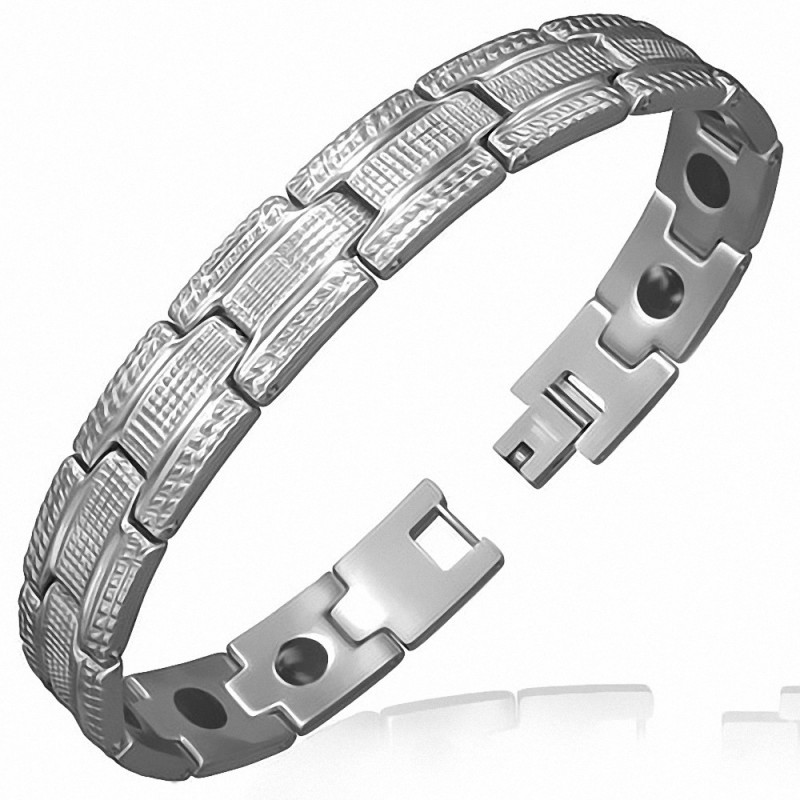 Bracelet homme en acier avec liens panthère grille