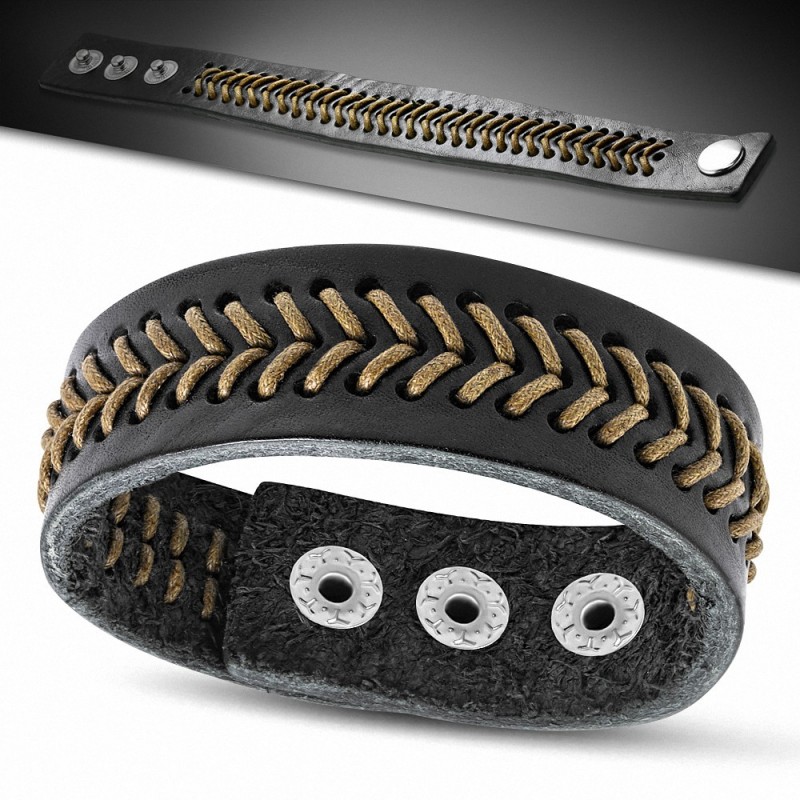 Bracelet homme cuir marron chevrons corde brun Bracelet homme cuir marron chevrons corde brun