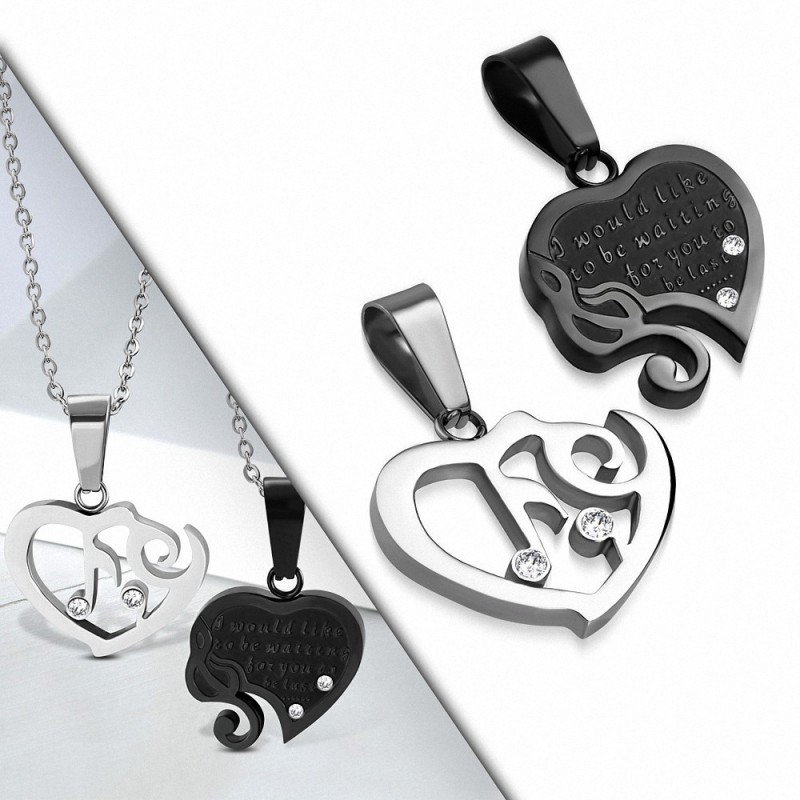 Pendentif couple musique noir/argenté Pendentif couple musique noir/argenté